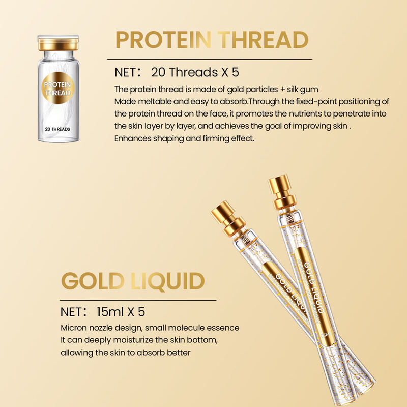 OEM ODM customized skin care products Wrinkle removing facial collagen line lifting essence gold protein peptide line facial essence liquid set