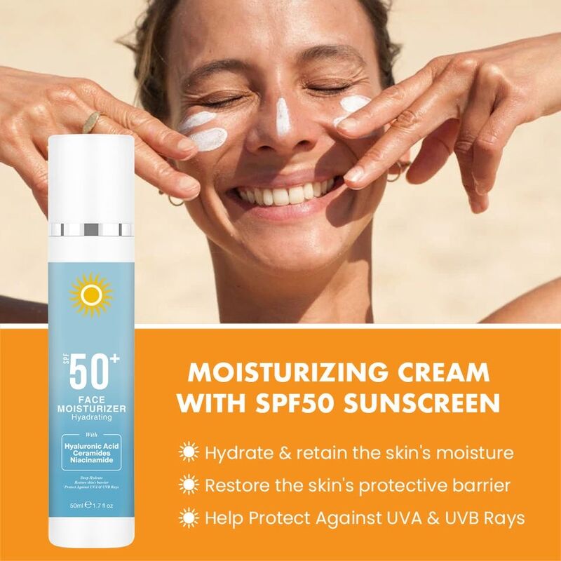 OEM ODM Sunscreen Spf 50 Hyaluronic Ceramide Moisturizing face cream&lotion Moisturizing Cream Spf Private Brand