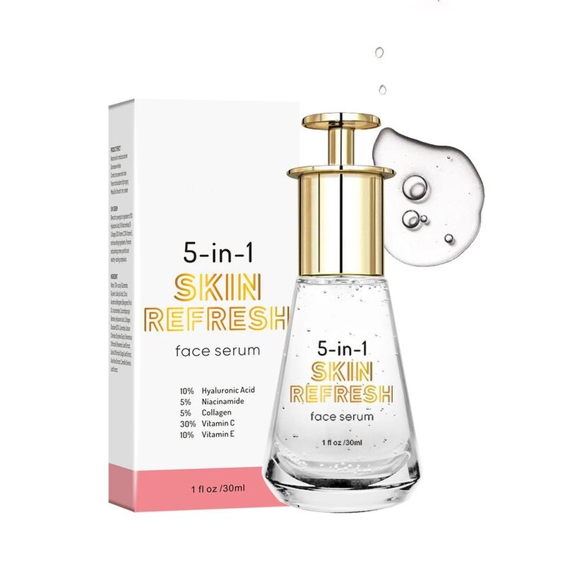 OEM ODM skin care five in one essence natural 30% vitamin C whitening hyaluronic acid anti-aging facial essence niacinamide collagen facial essence