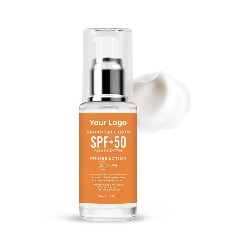 OEM ODM pure sunscreen face cream makeup primer lotion sunscreen Spf 50 skin brightening cream brand customization