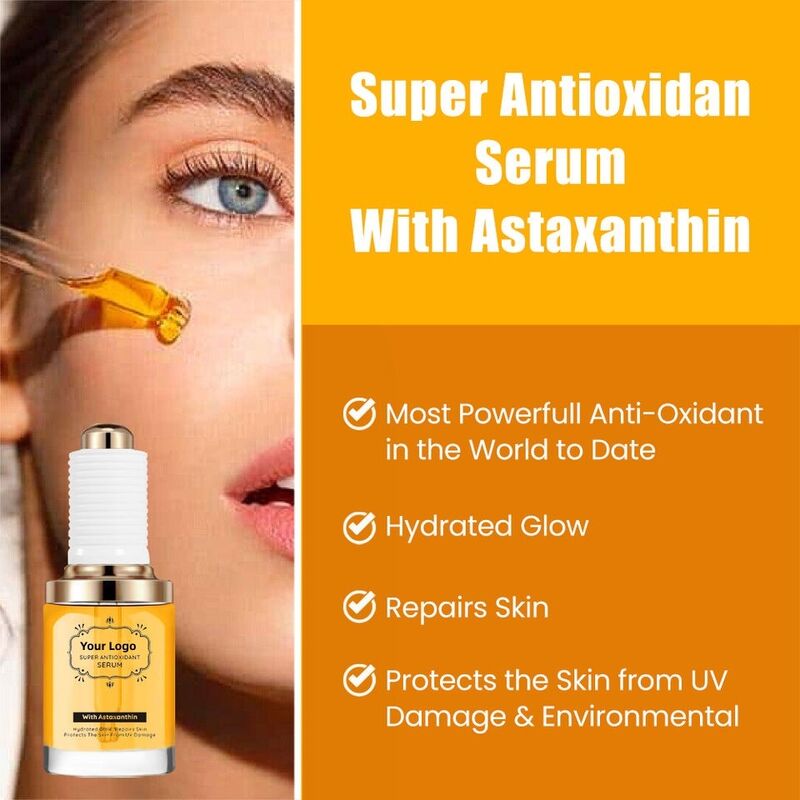 OEM ODM own brand facial essence super antioxidant whitening anti wrinkle anti-aging serum astaxanthin facial essence serum