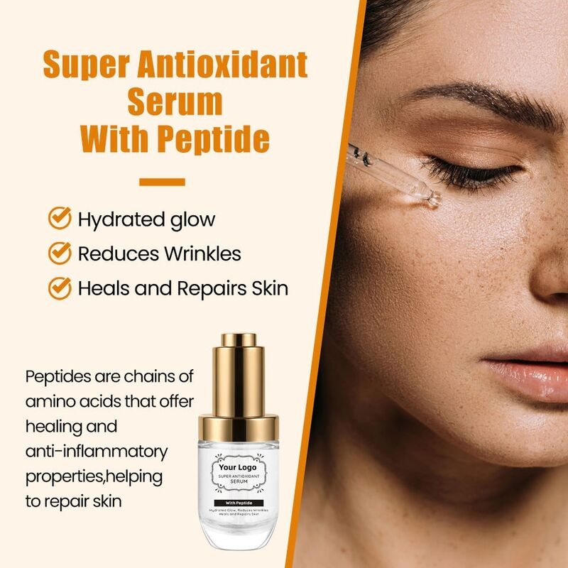 OEM ODM Customized Luxury Serum Anti aging Wrinkle Firming Repairing Skin Rejuvenating Antioxidant Peptide Smoothing Facial essence