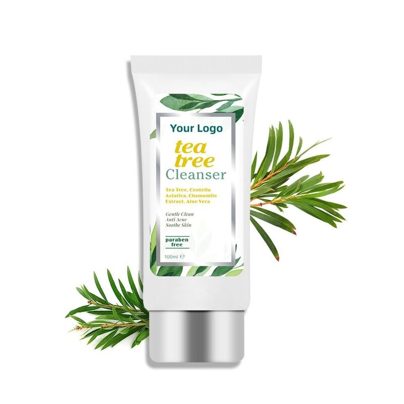 OEM ODM Own Brand Organic Anti Acne Facial Cleanser Whitening Mineral foam Adult Soothing Tea Tree Facial Cleanser