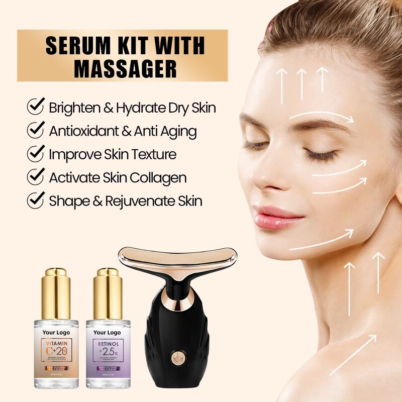 OEM ODM Korean brand customized skincare retinol facial serum anti-aging anti wrinkle vitamin A facial serum with massager