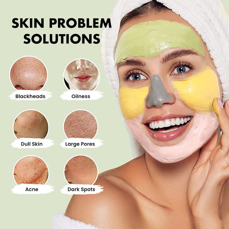 OEM ODM Organic Mini Clay facial mask Set Wholesale Green Tea Dead Sea Rose Whitening Exfoliating Blackhead Remover Herbal Face Neck Clay facial mask