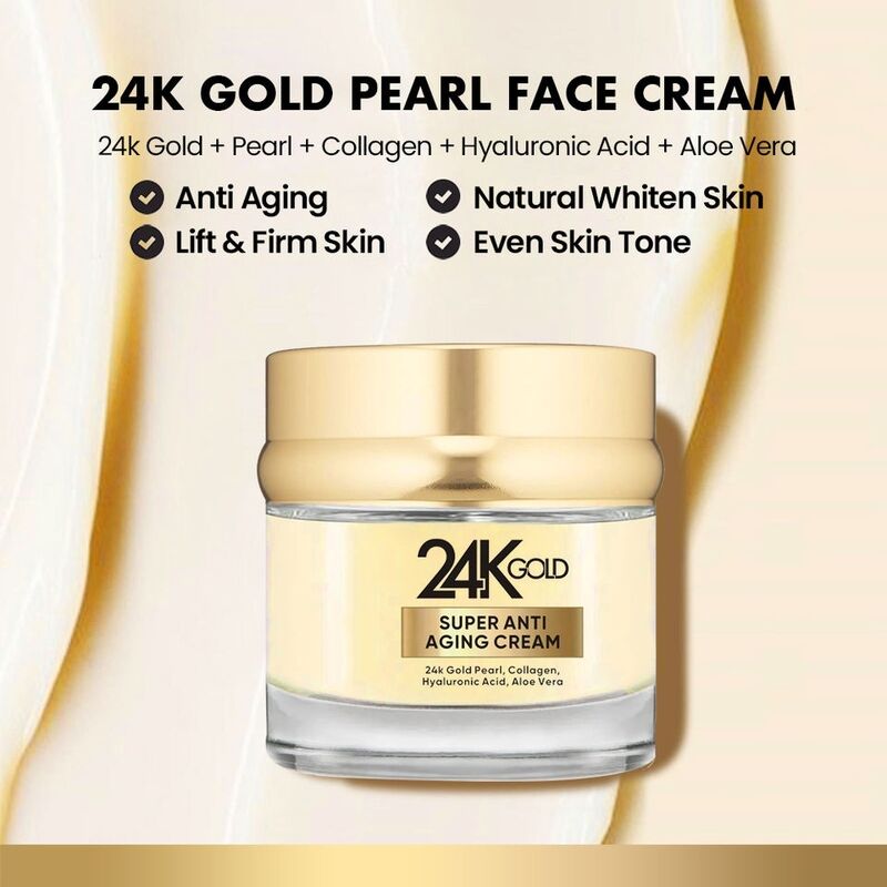 OEM ODM brand skin care facial moisturizing cream anti-aging luminous 24k gold pearl collagen skin morning and evening face cream