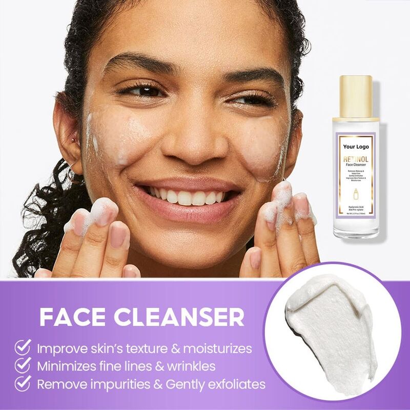 OEM ODM customized own brand organic facial cleanser Natural anti-aging facial cleanser Anti wrinkle facial cleanser foam