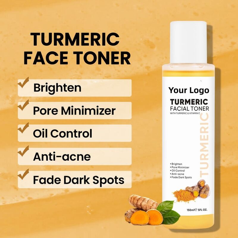 OEM ODM customized logo skin care turmeric whitening black spot acne removing facial toner tumor facial toner wholesale spray